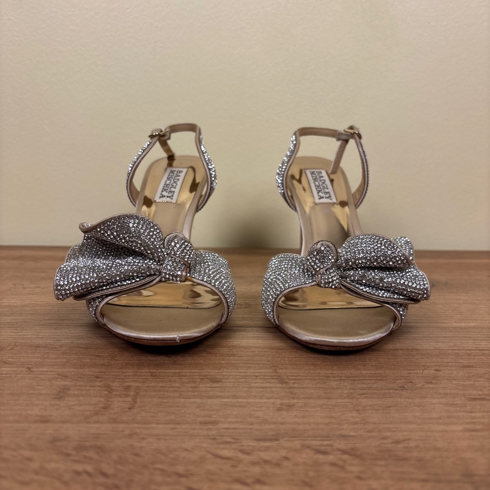 BADGLEY MISCHKA Rennie Statement Stiletto Heel Nude Women Size 6.5 Formal Party - Picture 5 of 14